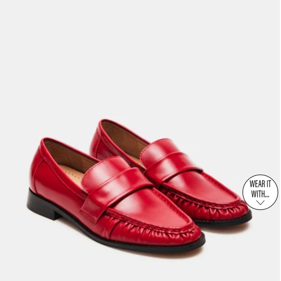 Red Leather Loafers - Picture 2 of 9